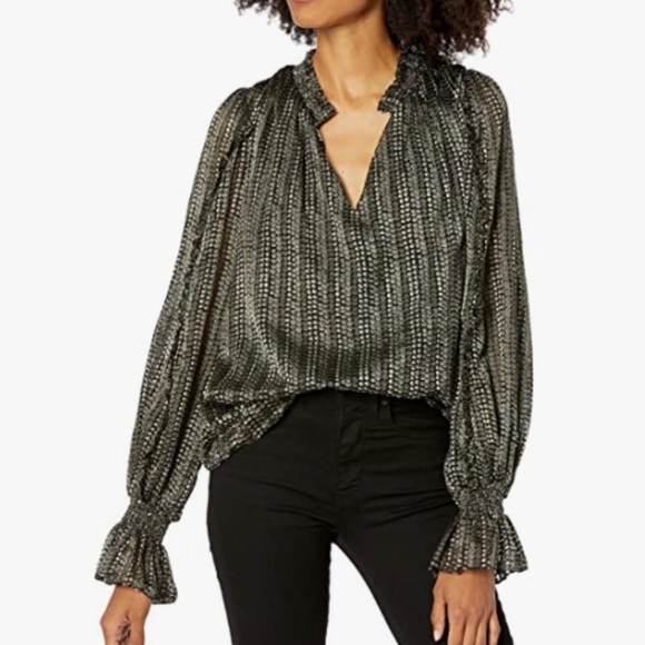 Ramy Brook Damen Charley Long Sleeve Blouse Black Large - Picture 6 of 11